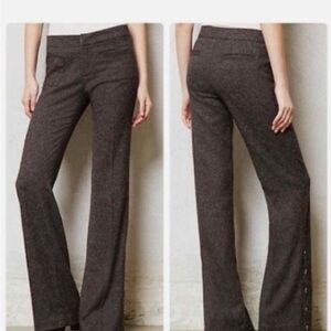 Anthropologie Elevenses brown tweed wide leg dress pant. Size 12.